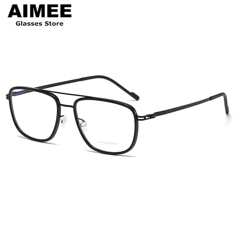 Aimee Unisex Full Rim Square Double Bridge Acetate Steel Eyeglasses 1315