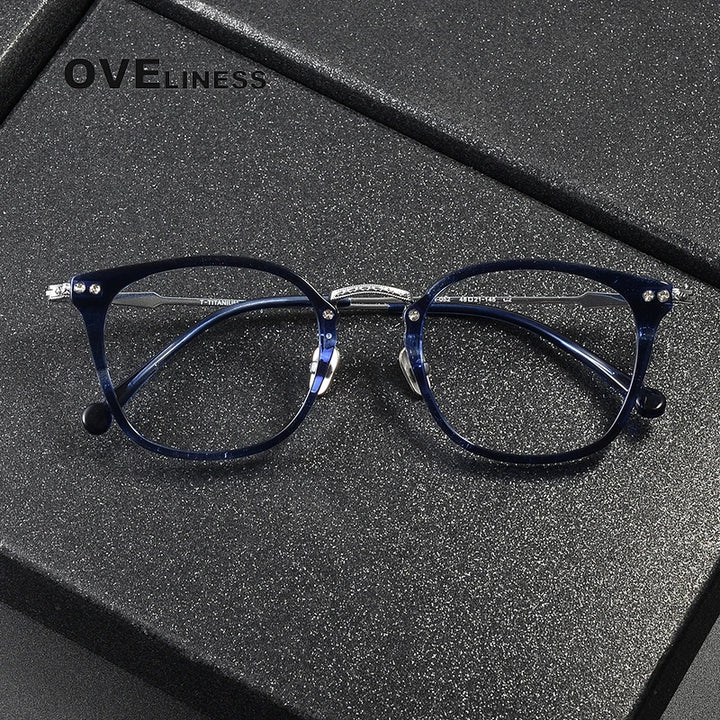 Oveliness Women's Full Rim Square Acetate Titanium Eyeglasses 3052 Full Rim Oveliness   