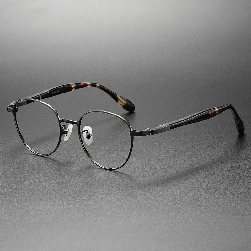 Aimee Unisex Full Rim Round Titanium Acetate Eyeglasses 111985 Full Rim Aimee Gun  