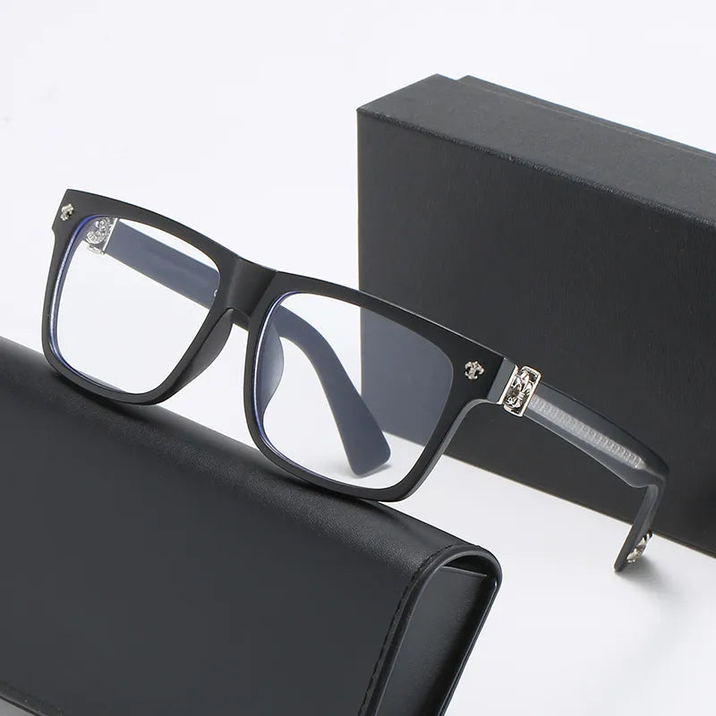 Kocolior Unisex Full Rim Square Tr 90 Hyperopic Reading Glasses 2270 Reading Glasses Kocolior Black Silver China 0