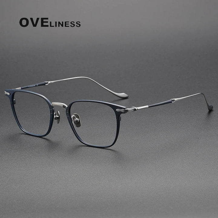 Oveliness Unisex Full Rim Square Titanium Eyeglasses  Om3135 Full Rim Oveliness blue silver  