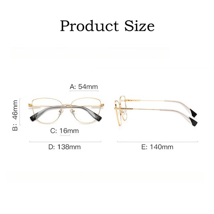 Yimaruili Women's Full Rim Square Cat Eye Alloy Eyeglasses Y3032 Full Rim Yimaruili Eyeglasses   