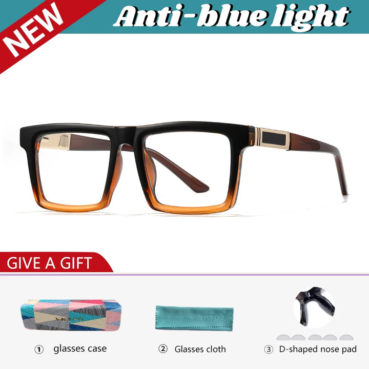 Vicky Men's Full Rim Square Brow Line Tr 90 Alloy Reading Glasses 360034