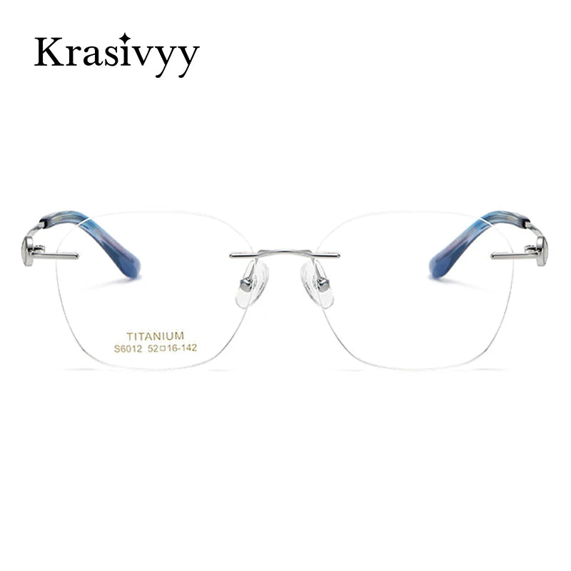 Krasivyy Women's Rimless Flat Top Square Titanium Eyeglasses 6012 Rimless Krasivyy   