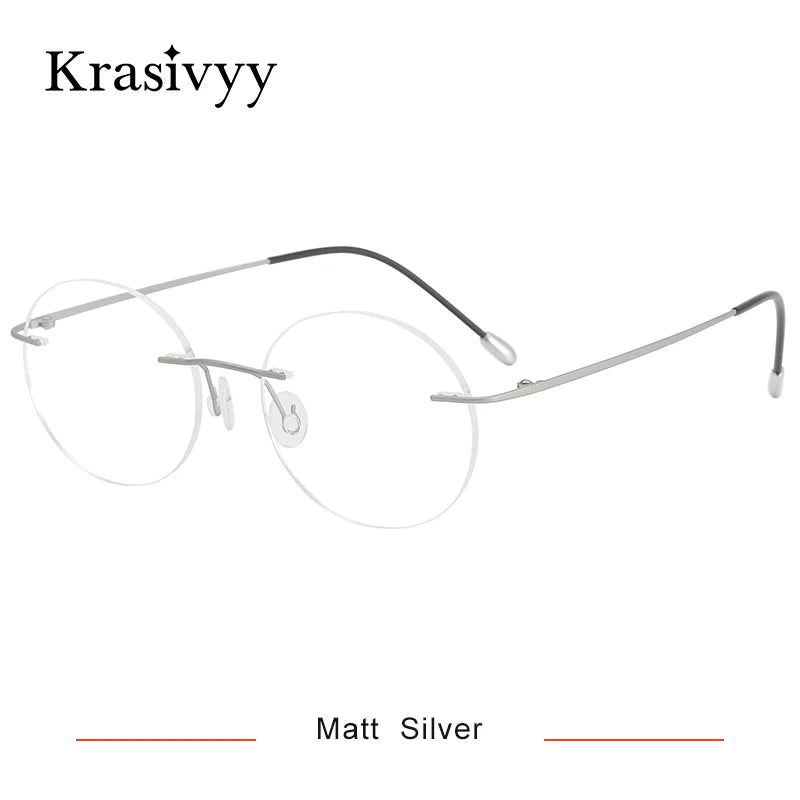 Krasivyy Women's Rimless Oval Round Titanium Eyeglasses 316012