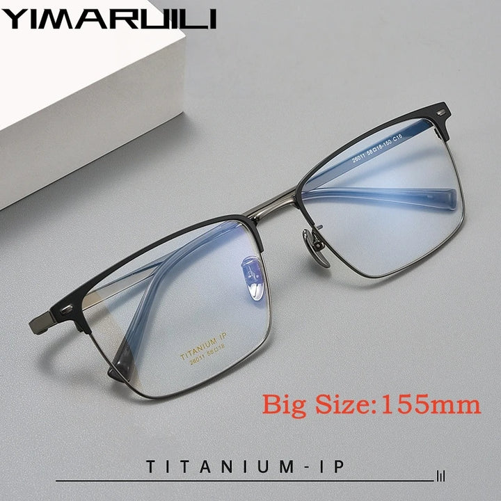 Yimaruili Men's Full Rim Square Big Titanium Eyeglasses 260117