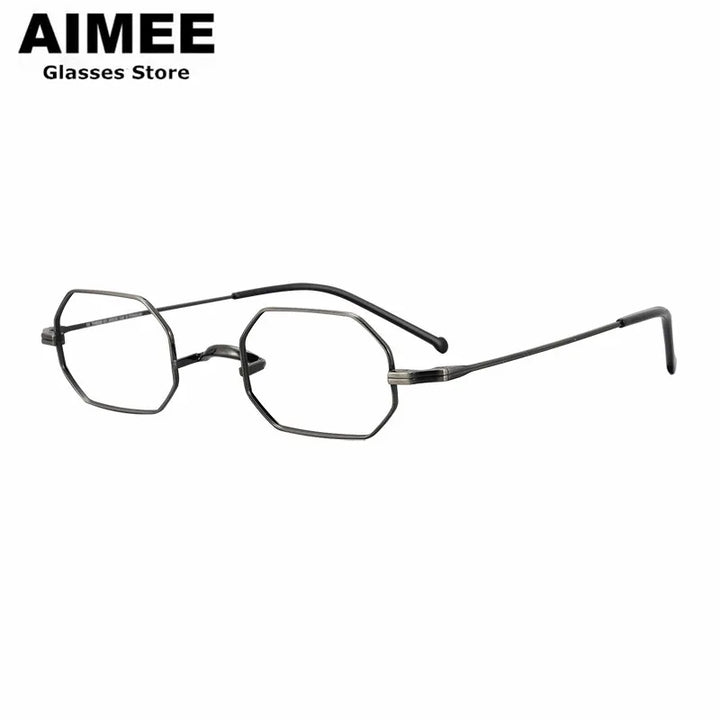 Aimee Unisex Full Rim Small Square Polygon Titanium Eyeglasses 88039 Full Rim Aimee   