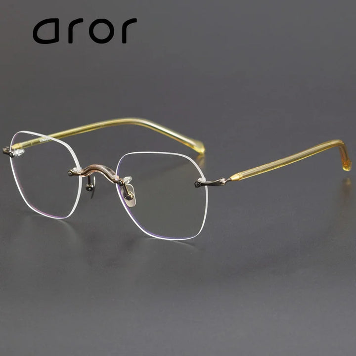 Aror Women's Rimless Flat Top Square Titanium Eyeglasses 49122 Rimless Aror