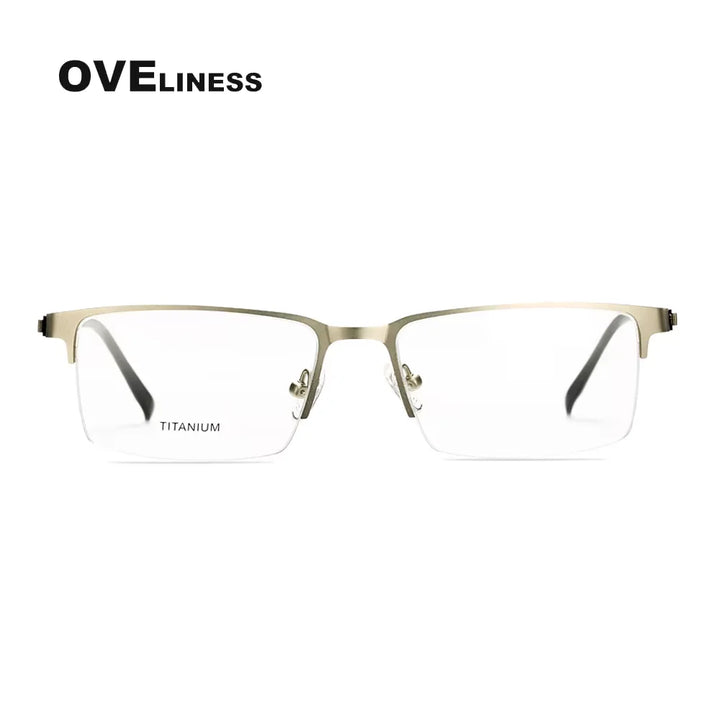 Oveliness Men's Semi Rim Square Titanium Alloy Eyeglasses 8840 Semi Rim Oveliness silver  