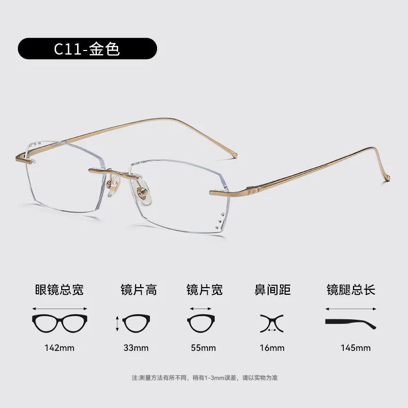 Bclear Unisex Rimless Polygon Square Titanium Eyeglasses 694528