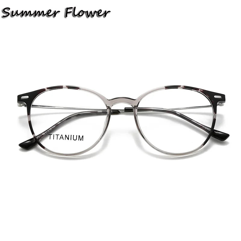 Summer Flower Women's Full Rim Square Tr 90 Titanium Eyeglasses 657017