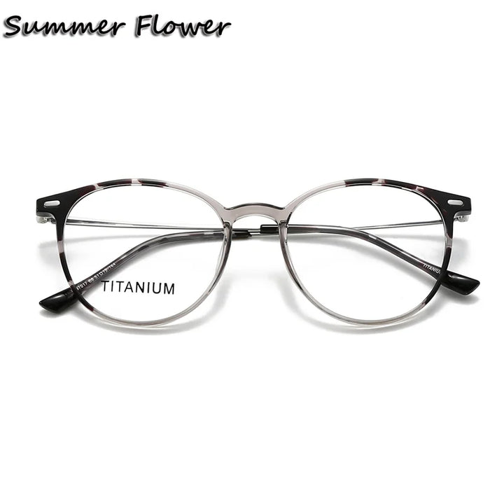 Summer Flower Women's Full Rim Square Tr 90 Titanium Eyeglasses 657017