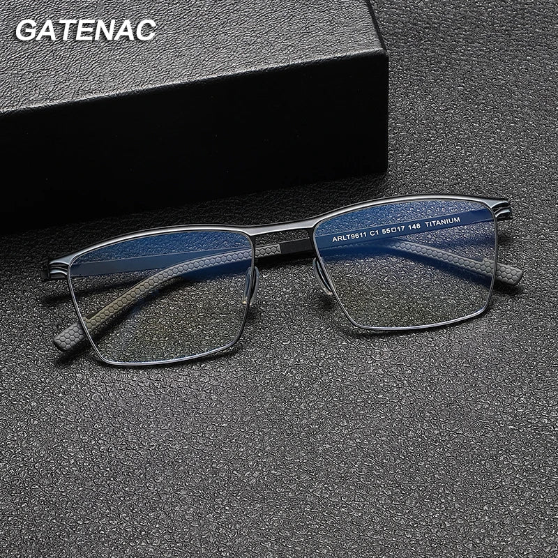 Gatenac Unisex Full Rim Square Titanium Eyeglasses Gxyj1147 Full Rim Gatenac   