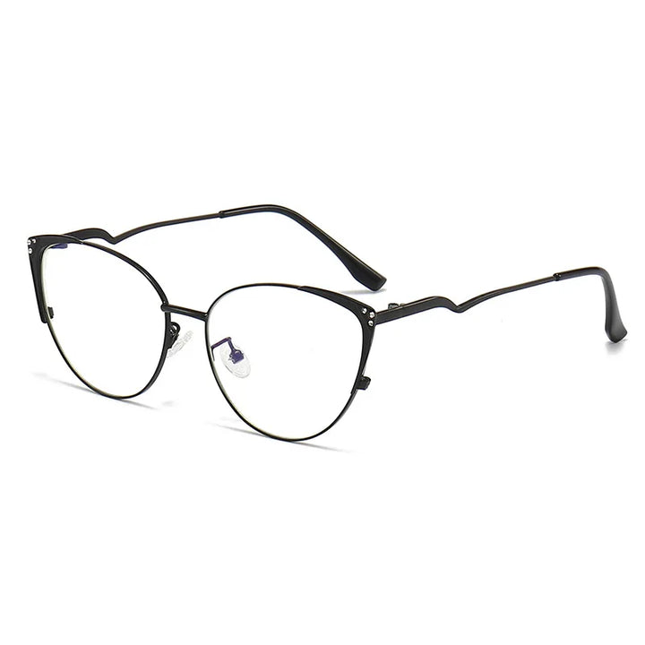 Handoer Women's Full Rim Oval Cat Eye Alloy Eyeglasses 95189 Full Rim Handoer Black  