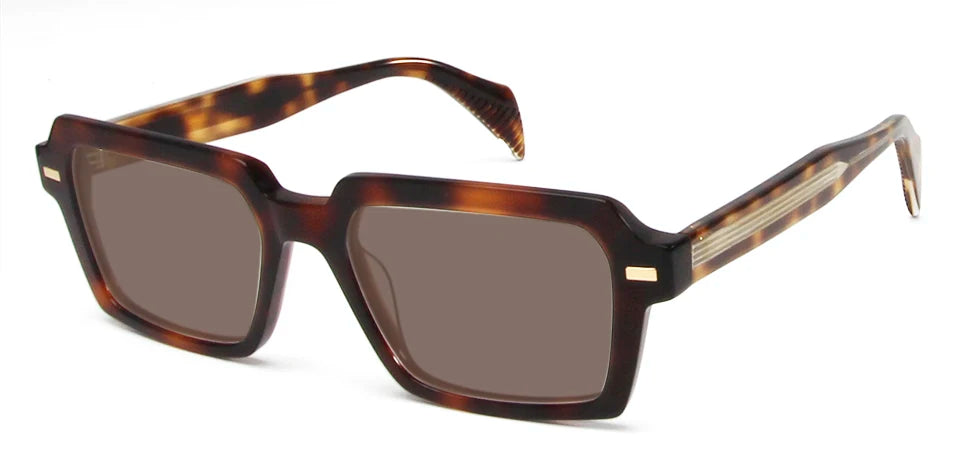 Esnbie Unisex Full Rim Polygon Rectangular Acetate Sunglasses 242031