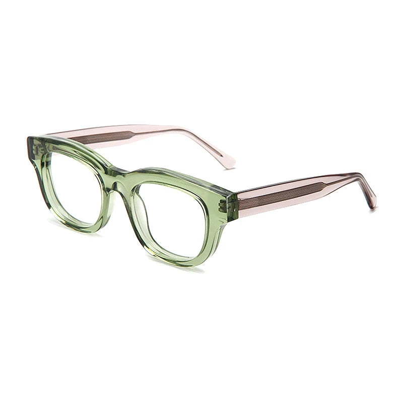 Gatenac Unisex Full Rim Oval Square Thick Acetate Eyeglasses Gxyj1534 Full Rim Gatenac Green  