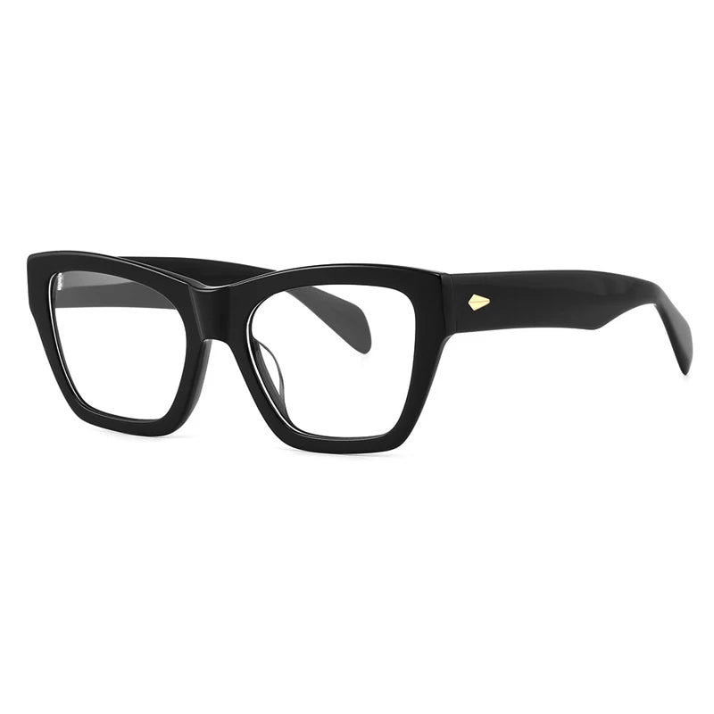 Gatenac Unisex Full Rim Square Acetate Eyeglasses Gxyj-1177 Full Rim Gatenac Black  