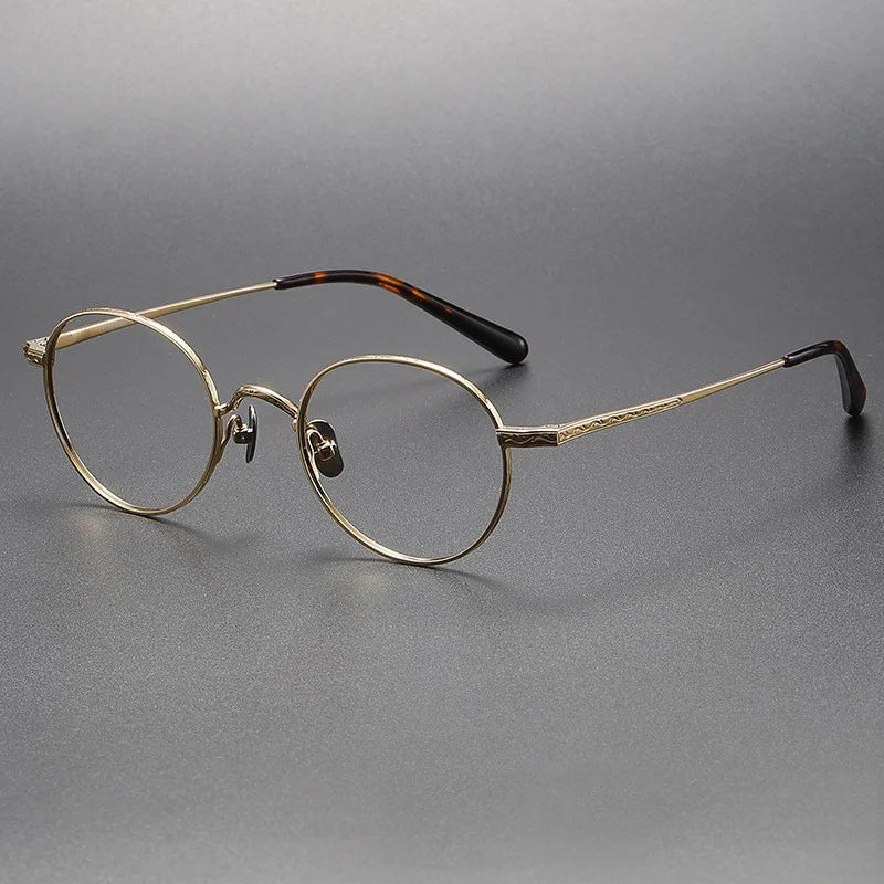 Black Mask Women's Full Rim Round Titanium Eyeglasses 4922 Full Rim Black Mask Gold  