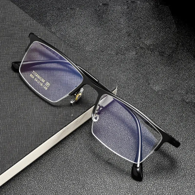 Hdcrafter Unisex Semi Rimless Square Titanium Frames 804100 FuzWeb