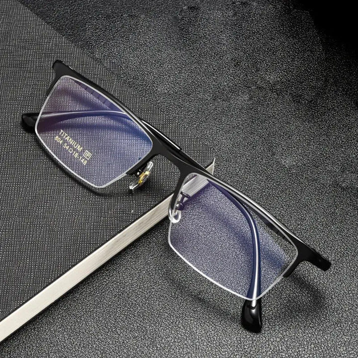 Hdcrafter Unisex Semi Rim Square Titanium Frames 804100 — view 1 | Hdcrafter Eyeglasses at FuzWeb