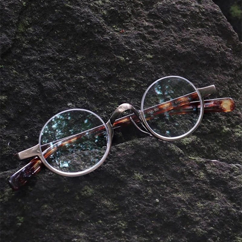 Black Mask Women's Semi Rim Round Titanium Acetate Eyeglasses 366980