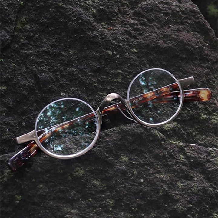 Black Mask Women's Semi Rim Round Titanium Acetate Eyeglasses 366980