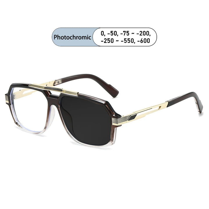 Kocolior Unisex Full Rim Square Double Bridge Tr 90 Alloy Photochromic Reading Glasses 242268
