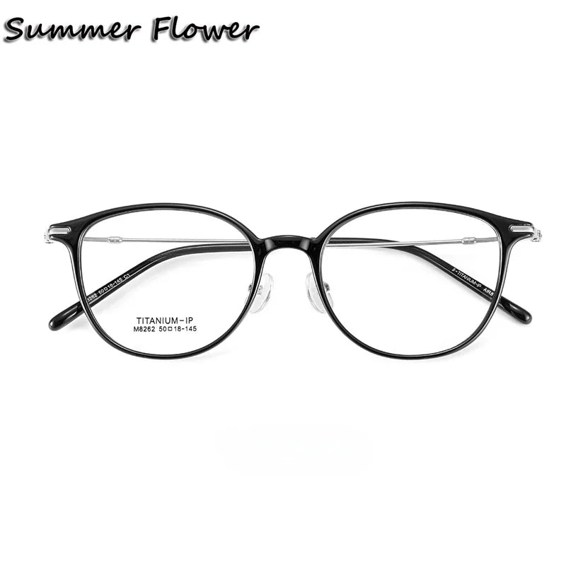 Summer Flower Unisex Full Rim Square Tr 90 Titanium Eyeglasses 618262