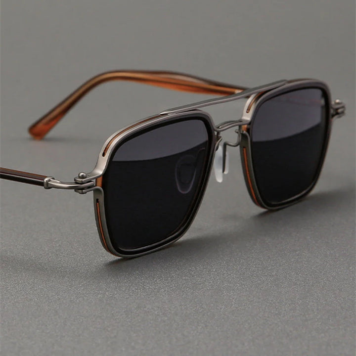 Black Mask Men Full Rim Square Titanium Polarized Sunglasses BM-5875S