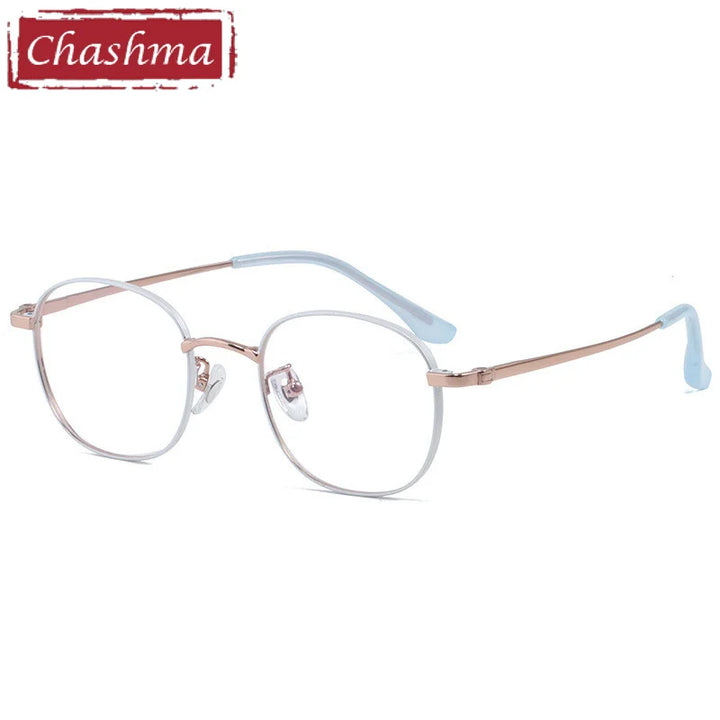 Chashma Ottica Unisex Full Rim Oval Titanium Alloy Eyeglasses 1199 Full Rim Chashma Ottica White Rose Gold  