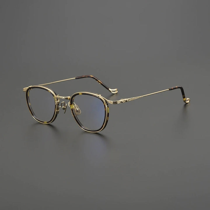 Gatenac Unisex Full Rim Big Square Acetate Titanium Eyeglasses G9016
