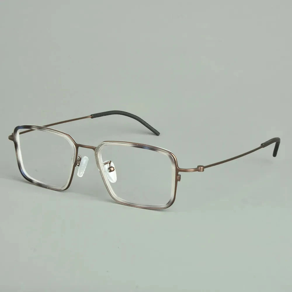 Aimee Men's Full Rim Big Square Acetate Titanium Eyeglasses 77501