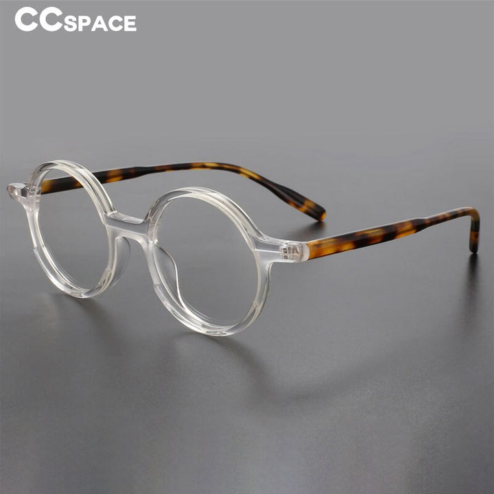 CCspace Unisex Full Rim Round Acetate Eyeglasses 56056 Full Rim CCspace   