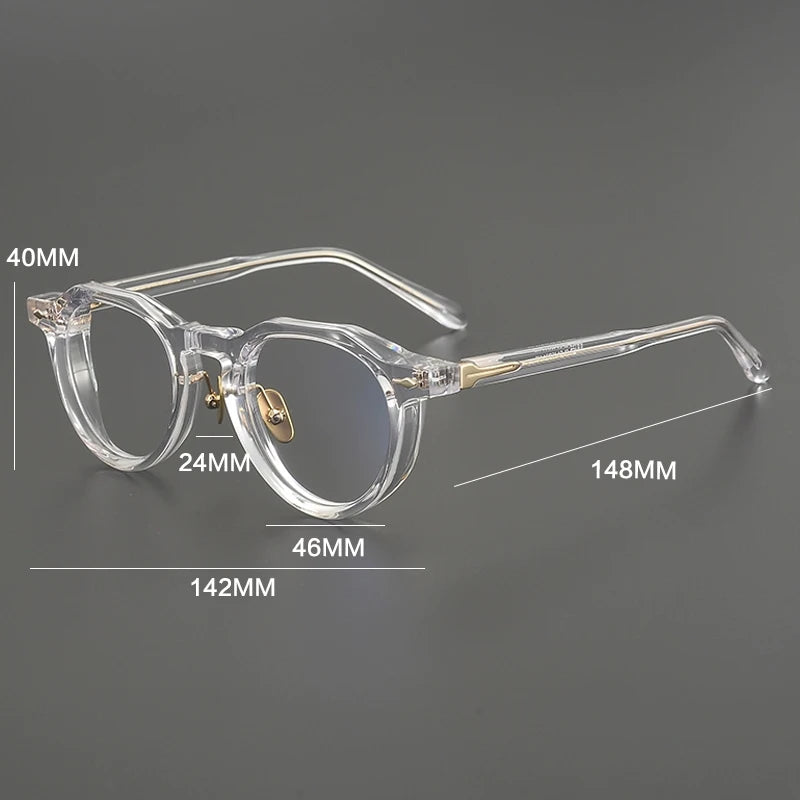 Gatenac Unisex Full Rim Flat Top Round Thick Acetate Eyeglasses Gx2261