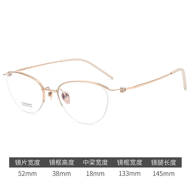 Bclear Women's Semi Rim Oval Square Titanium Eyeglasses 858022