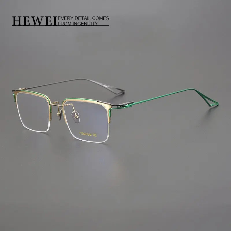 Hewei Unisex Semi Rim Square Titanium Eyeglasses 1320 Semi Rim Hewei   