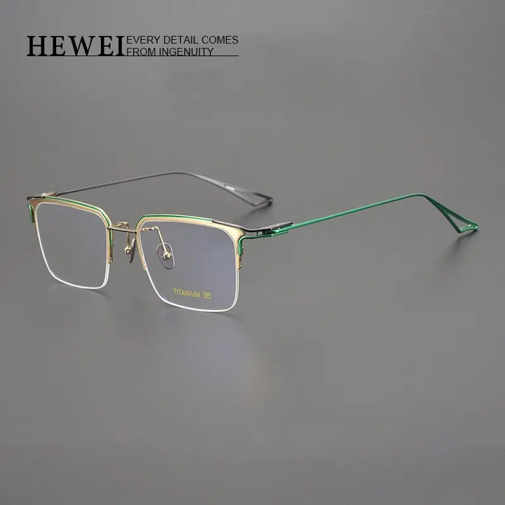 Hewei Unisex Semi Rim Square Titanium Eyeglasses 1320 Semi Rim Hewei   