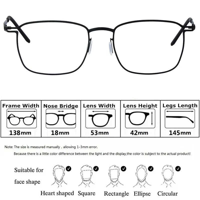 Bobbie Unisex Full Rim Square Screwless Steel Eyeglasses 534218
