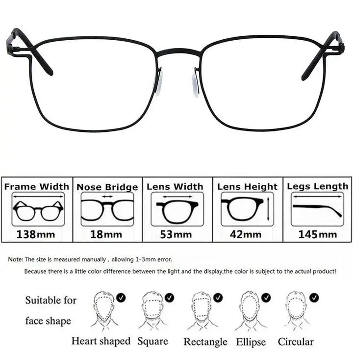 Bobbie 185342 Unisex Screwless Full Rim Square Stainless Steel Frames — view 2 | Bobbie at FuzWeb