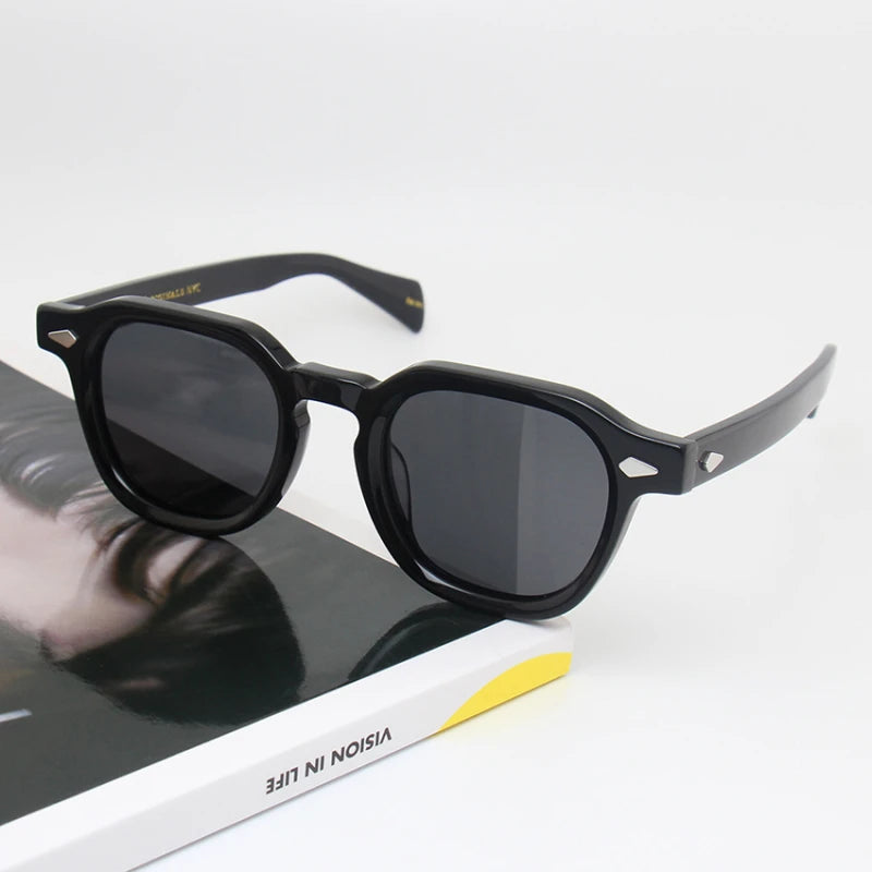 Black Mask Unisex Full Rim Square Acetate Polarized Sunglasses 23145