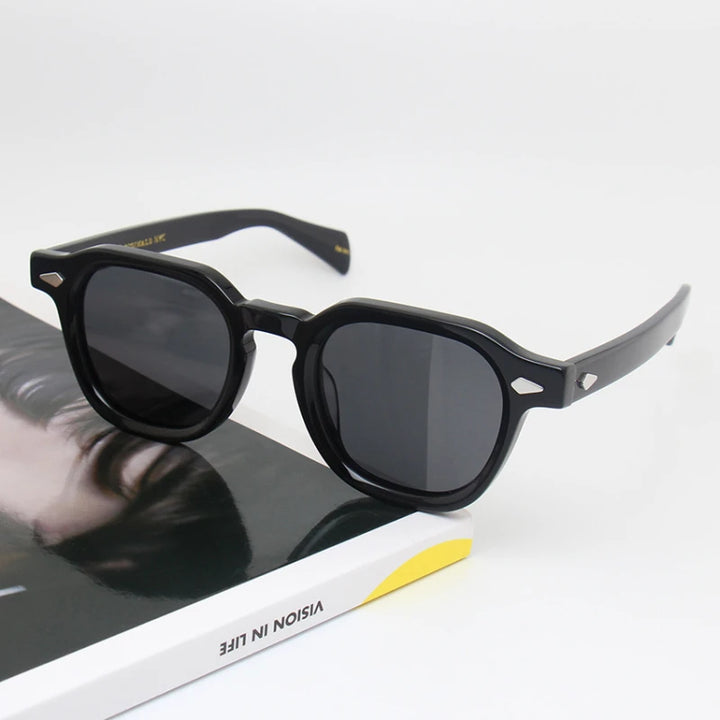 Black Mask Unisex Full Rim Square Acetate Polarized Sunglasses 23145