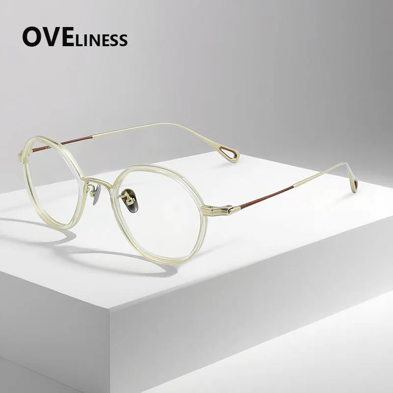 Oveliness Women's Full Rim Polygon Acetate Titanium Eyeglasses 922142