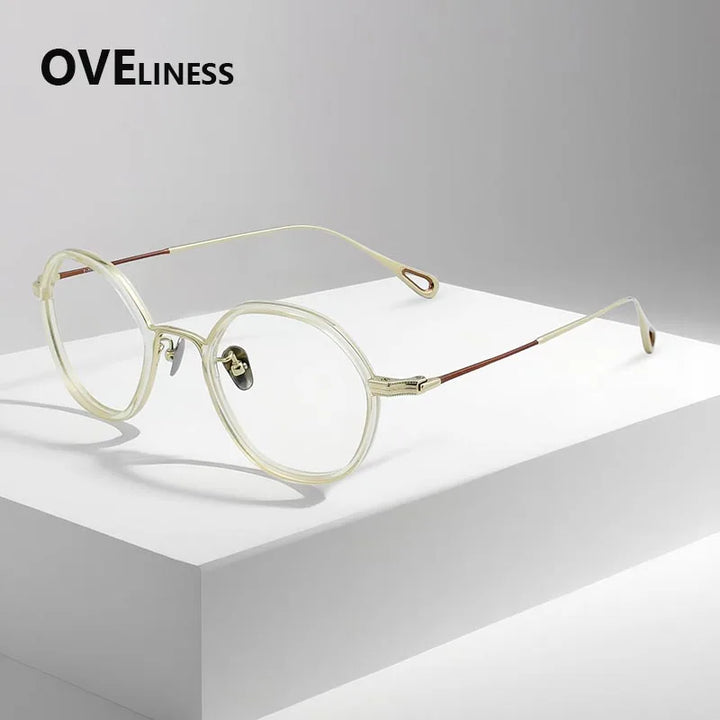 Oveliness Women's Full Rim Polygon Acetate Titanium Eyeglasses 922142