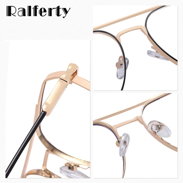 Ralferty Men's Full Rim Square Alloy Eyeglasses R91314 Full Rim Ralferty   