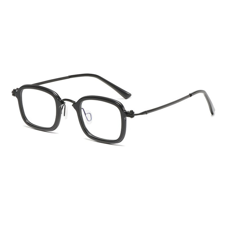 Gatenac Unisex Full Rim Square Acetate Titanium Eyeglasses Gxyj1048 Full Rim Gatenac Black  