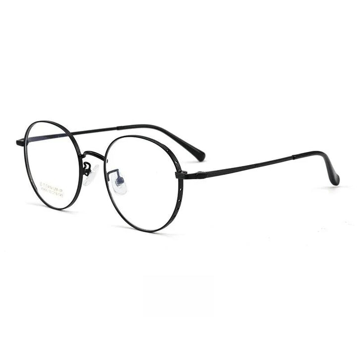 Yimaruili Unisex Full Rim Small Round Titanium Eyeglasses 95955bt Full Rim Yimaruili Eyeglasses Black  