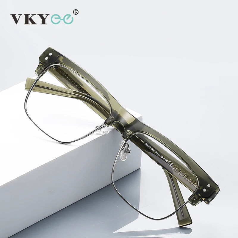 Vicky Men's Full Rim Square Tr 90 Titanium Reading Glasses 42203 Reading Glasses Vicky