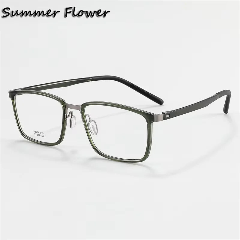 Summer Flower Women's Full Rim Square Ultem Titanium Eyeglasses 612673