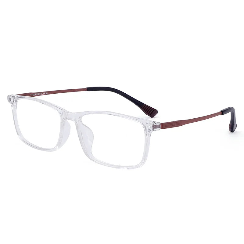 KatKani Men's Full Rim Square Tr 90 Titanium Eyeglasses 5816 Full Rim KatKani Eyeglasses Transparent White  