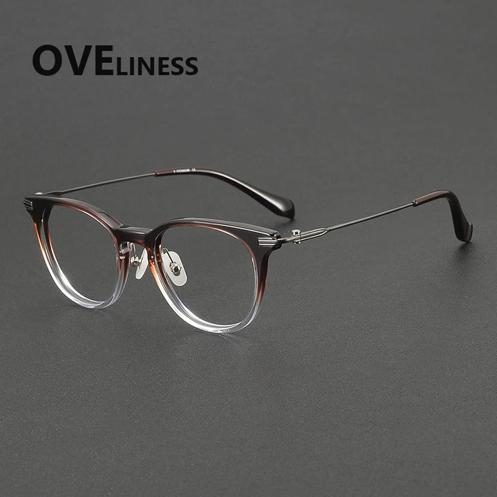 Oveliness Unisex Full Rim Oval Square Acetate Titanium Eyeglasses 90002